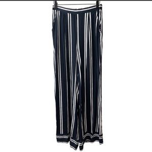 Lulu’s Coastal Living Navy Blue and White Striped Wide Leg Pants Size Small